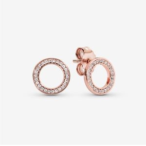 Pandora rose gold sparkling circle stud earrings